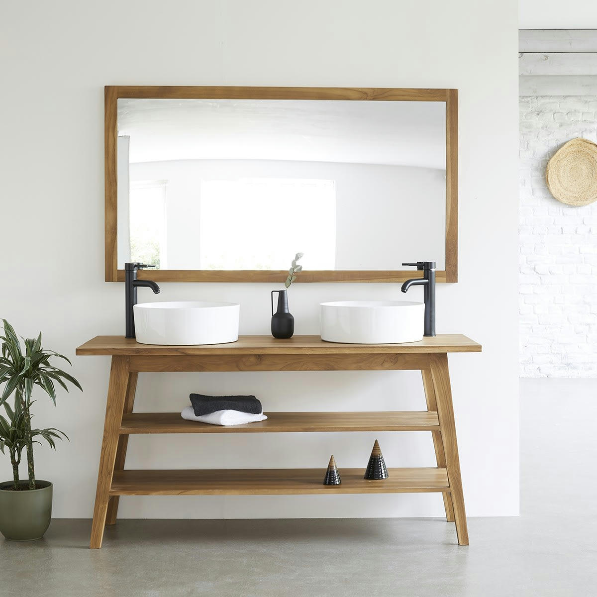 SARA - Meuble double vasque en teck massif 160 cm