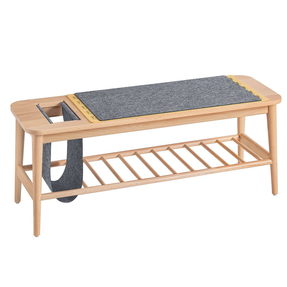 SoBuy Ławka z dwiema szufladami na buty 110x37x44.5cm Nowoczesny HFSR02-N