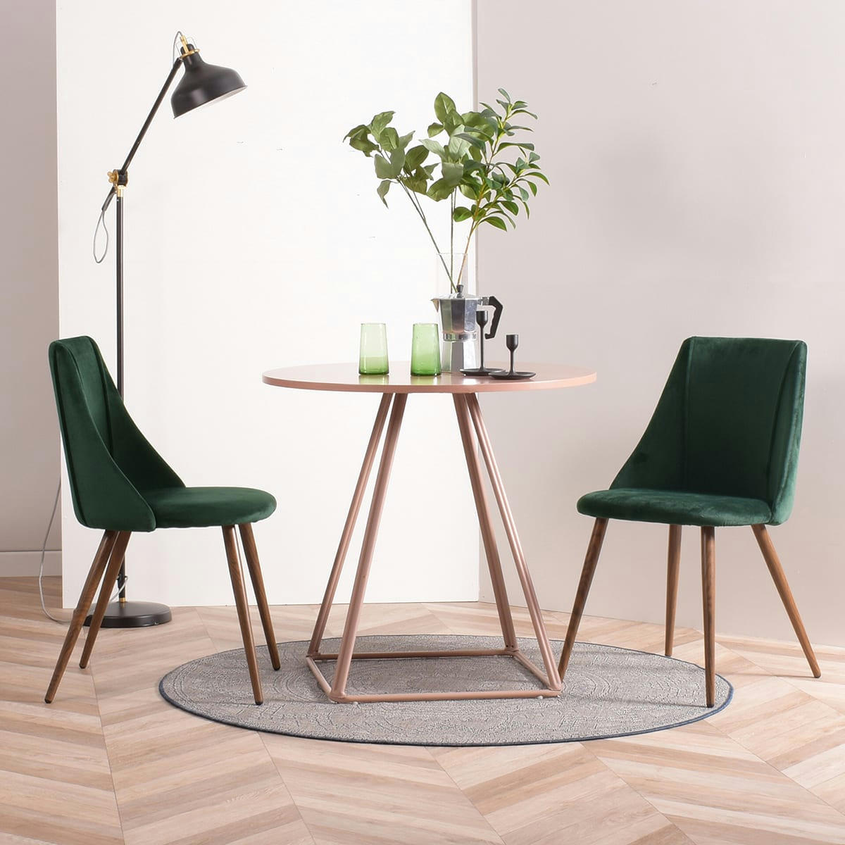 - Lot de 2 chaises salle à manger velours vert style scandinave