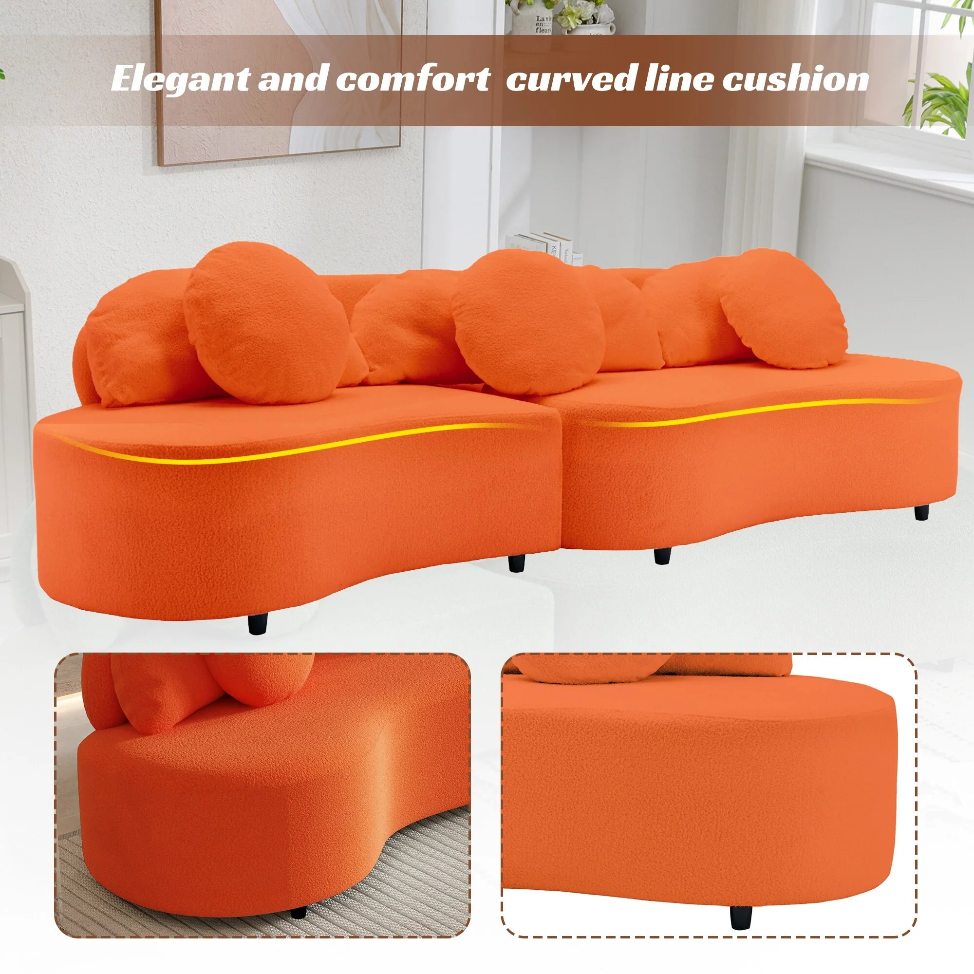 1 Modern Living Room Sofa Lamb Velvet Upholstered Couch