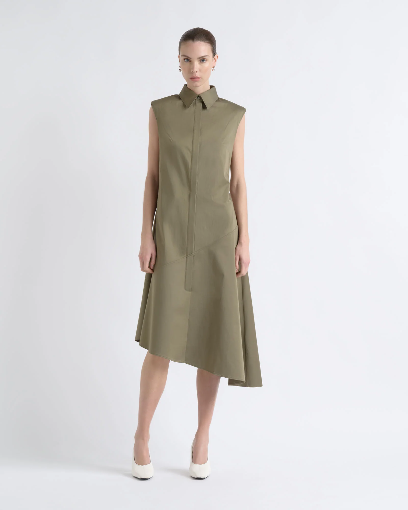 Sleeveless Asymmetric Shirt Dress