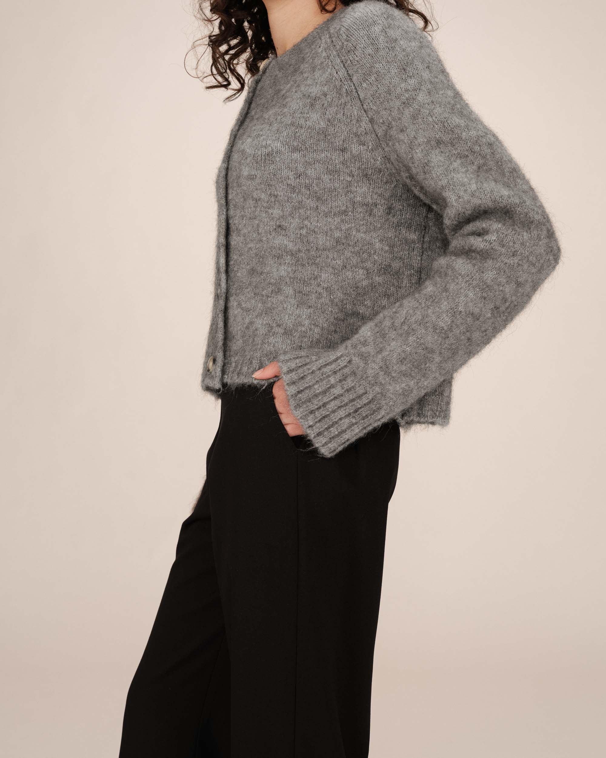 Cardigan laine et alpaga gris Salma