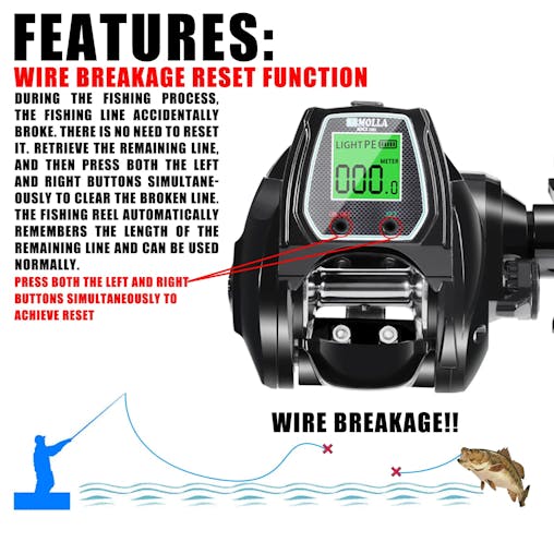 NNEOBA Large Electronic Baitcasting Reel Digital Display Right Hand Black