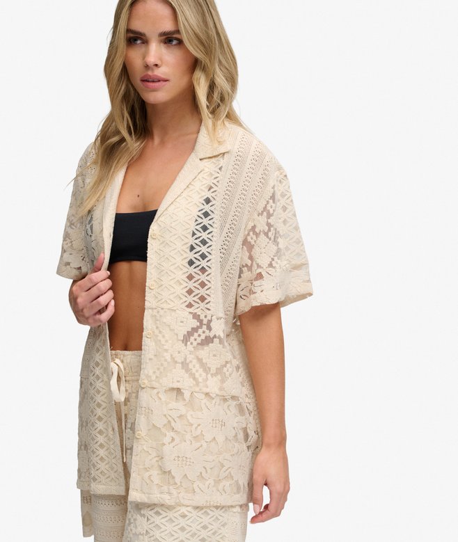 Lace Patchwork Beach Resort Shirt