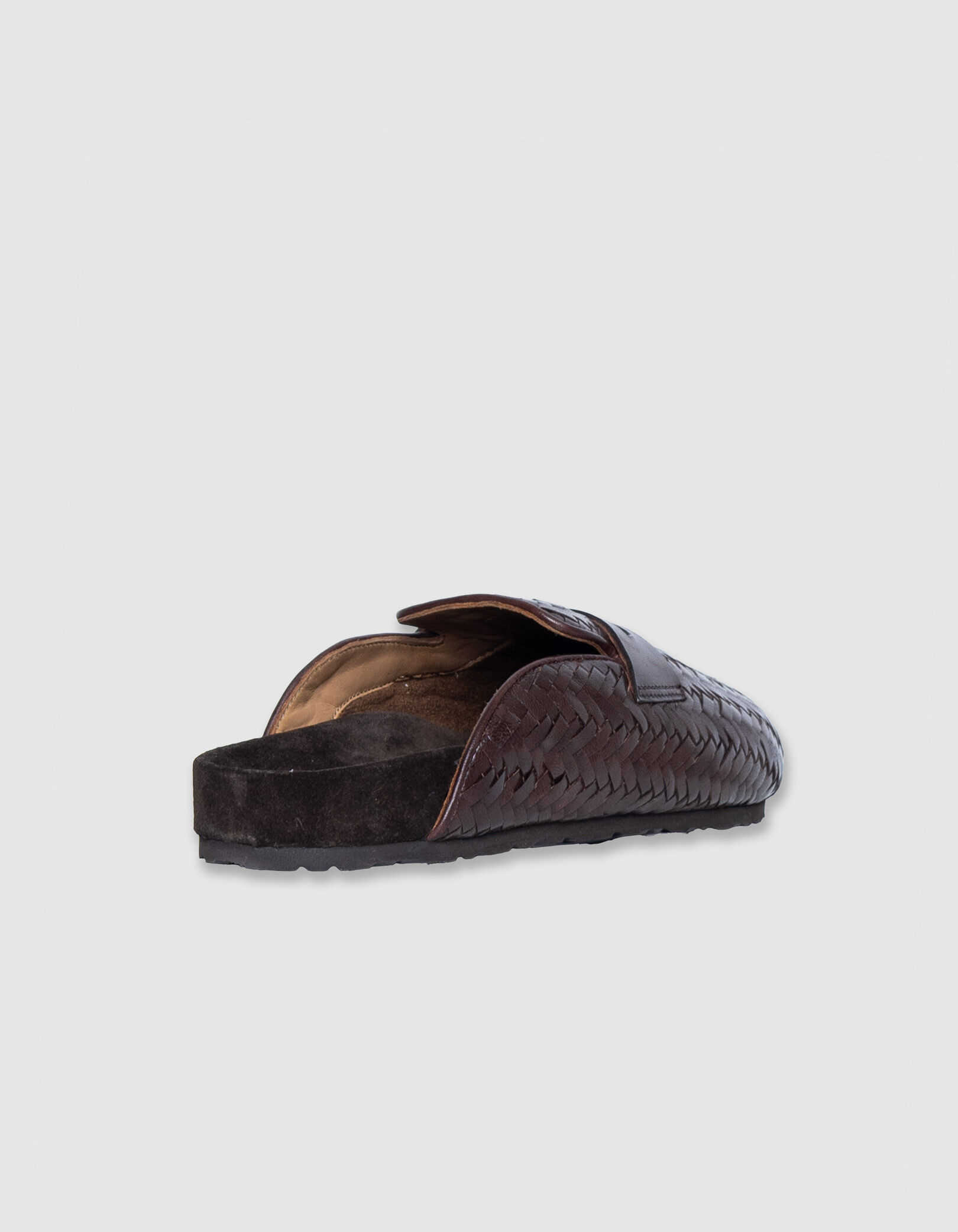 ​Mules sabots marron cuir tressé Femme