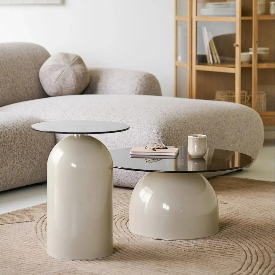 Bijzettafel Rond - Grijs/Beige - &Oslash;40x52cm - Ravello