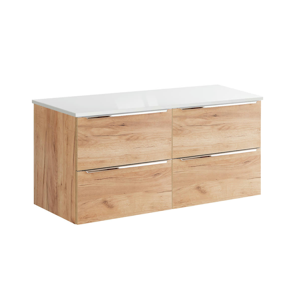 - Meuble sous-vasque 120cm plan de toilette naturel et blanc