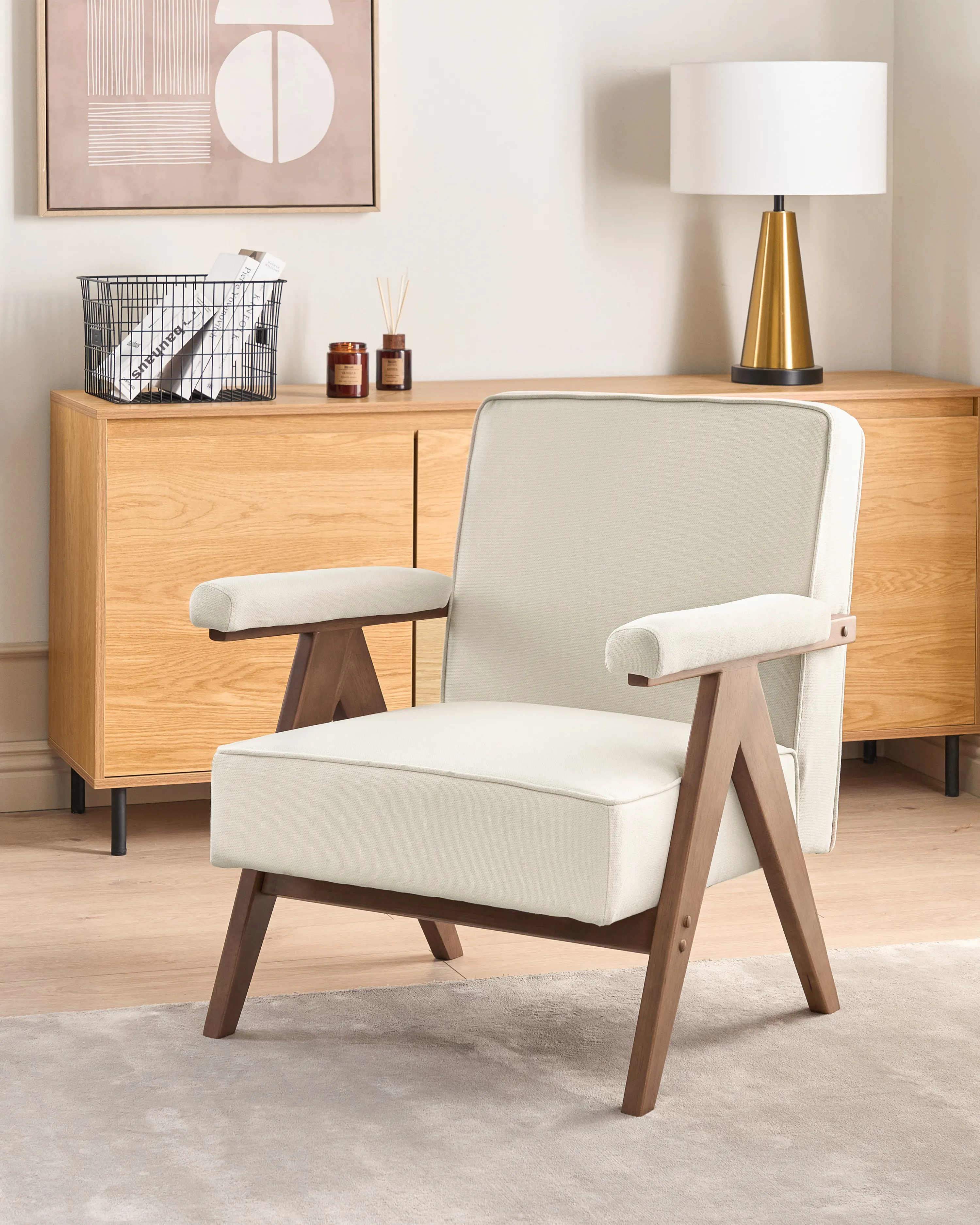 Armchair EVJE Fabric Light Beige