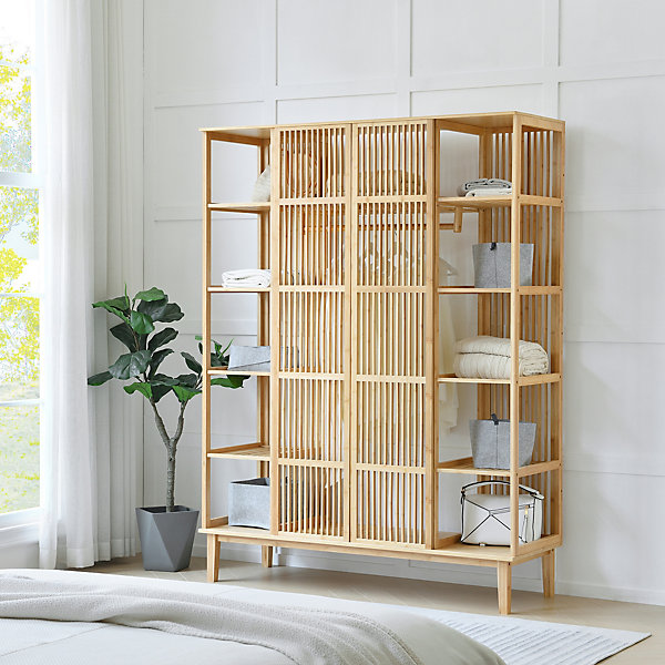 Garde-robe Hudiksvall à 2 portes coulissantes 185 x 140 x 45 cm en.casa