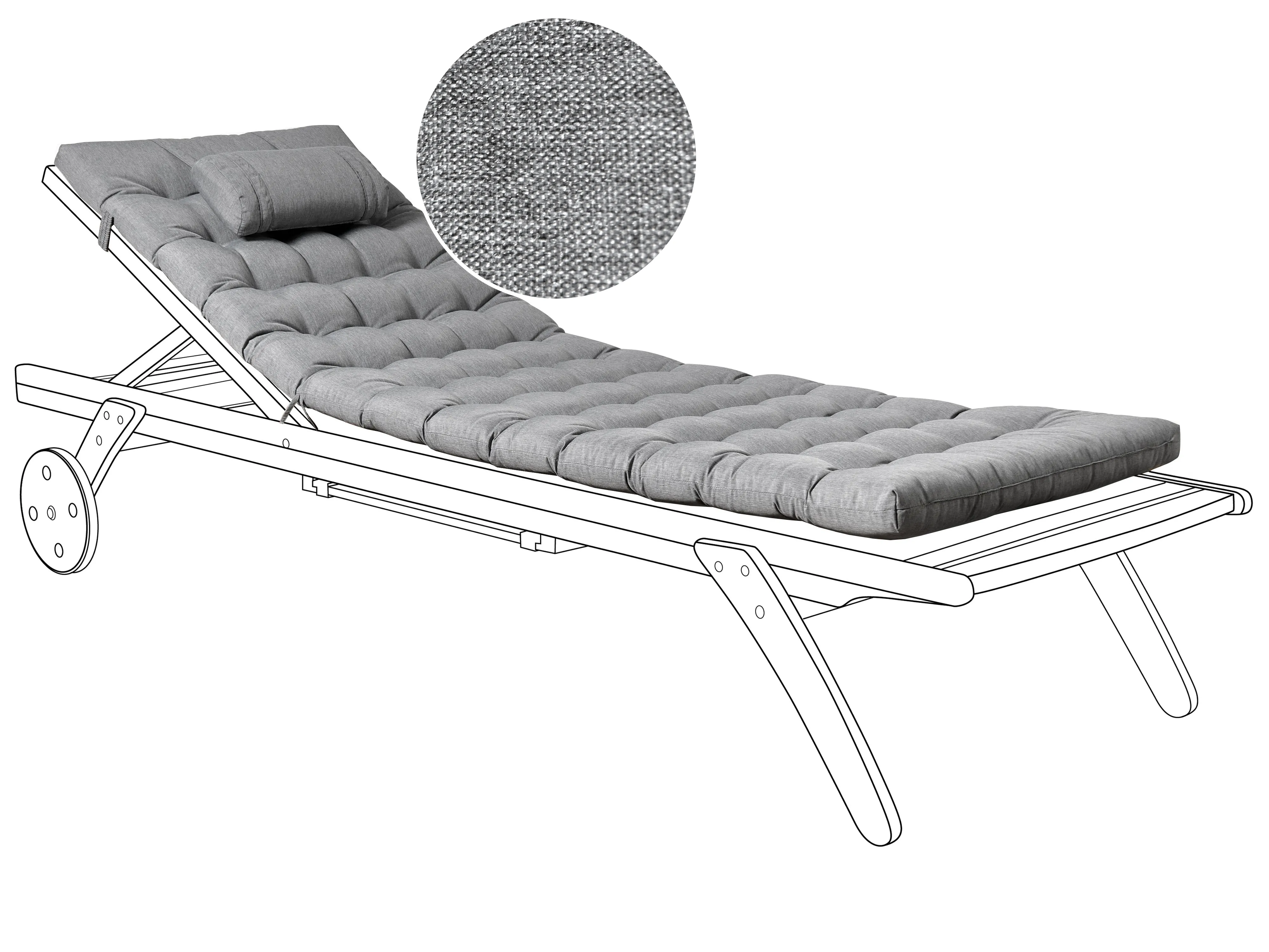 Sun Lounger Pad Cushion CESANA PREMIUM 192 x 56 cm Grey Melange