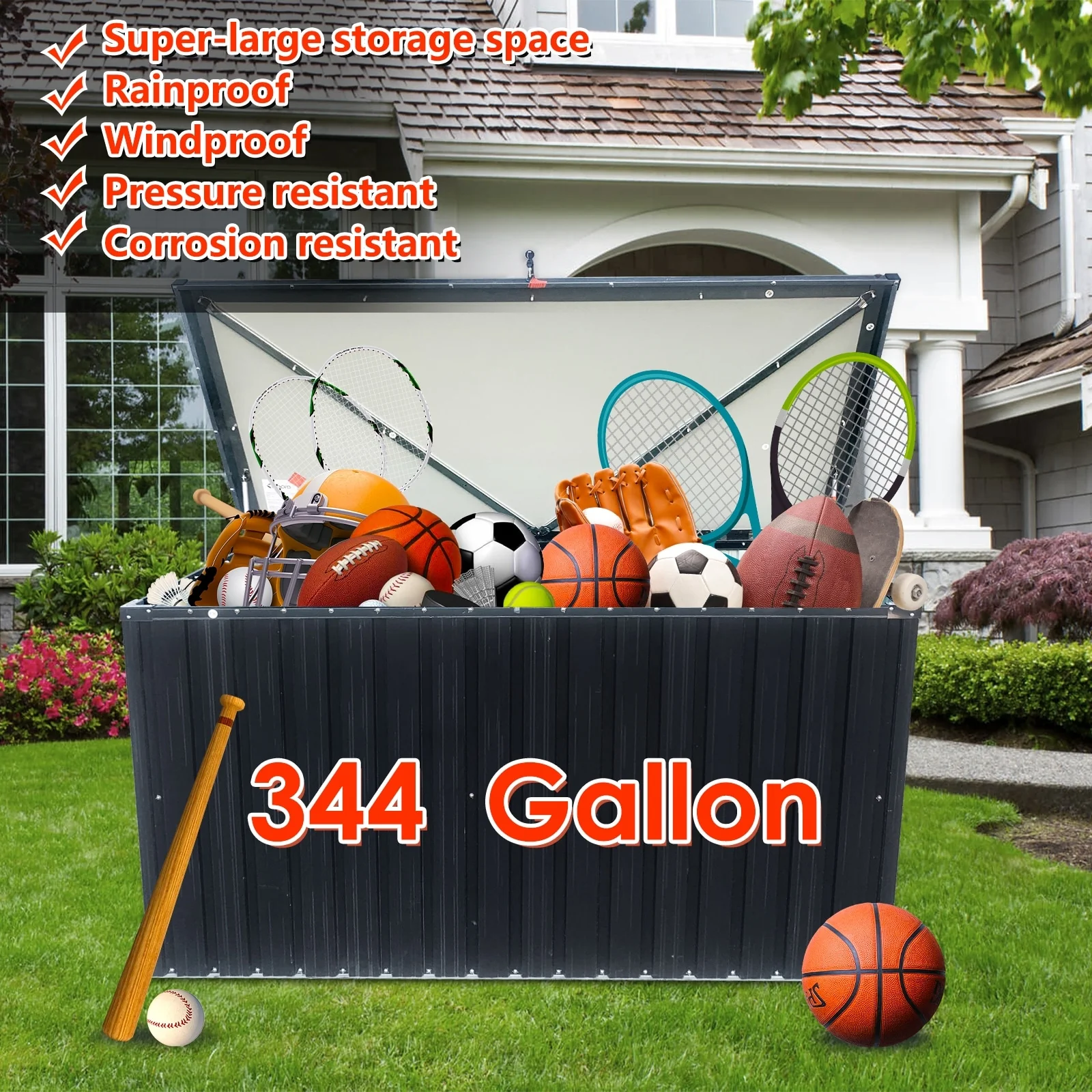 Waterproof Large Deck Box for Outdoor Storage 160 - 344 Gallons