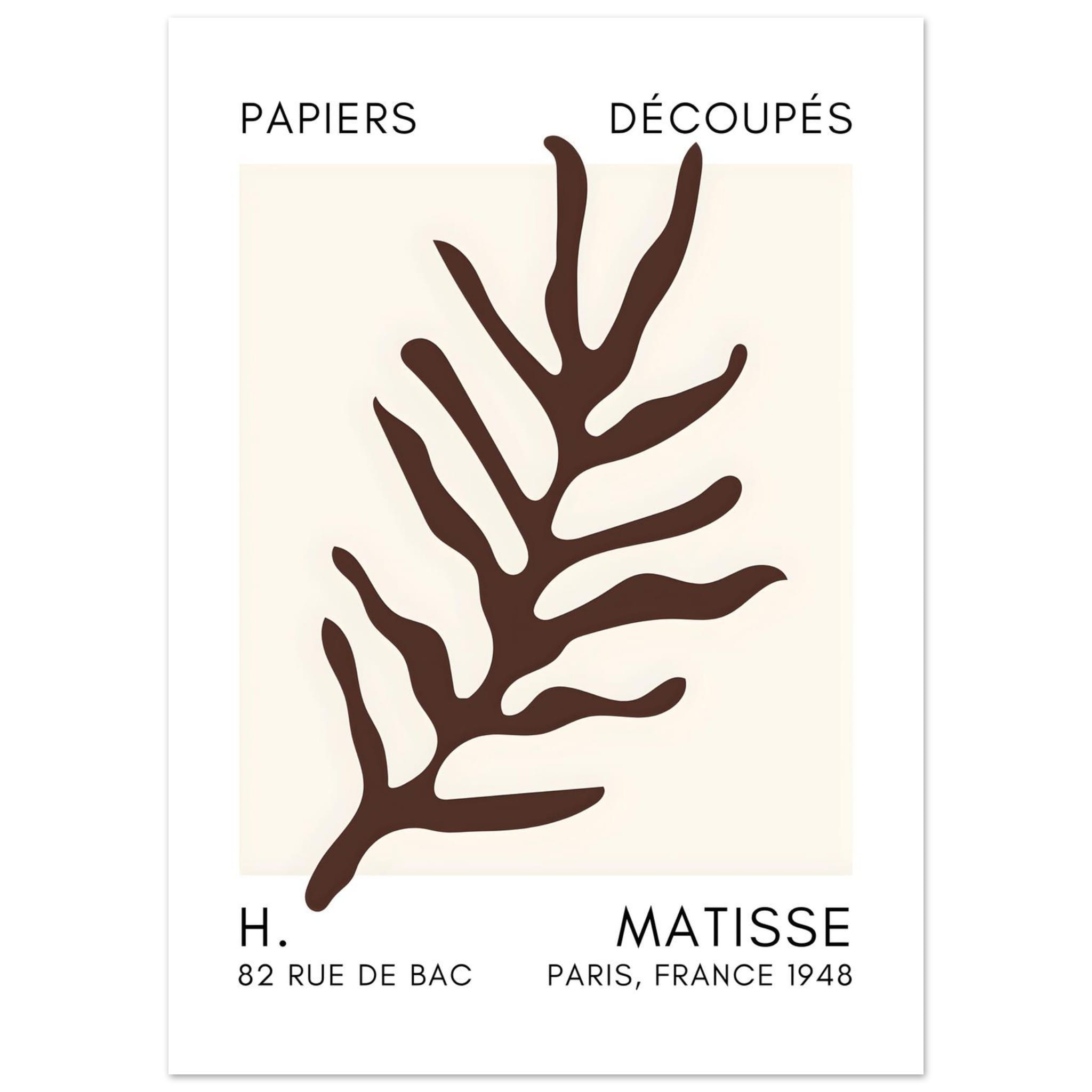 Artfulprints Poster Matisse – Ocean flora brown  - 50x70 cm - Bruin
