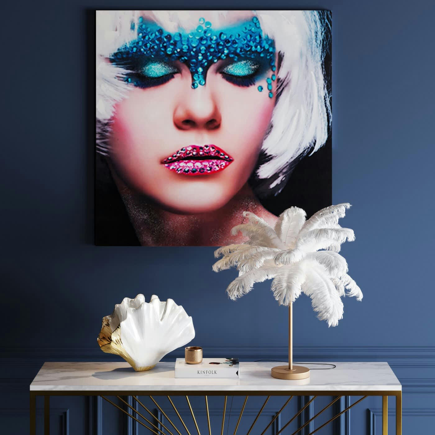 GINKGO - Vase feuille de ginkgo en grès blanc et doré H18