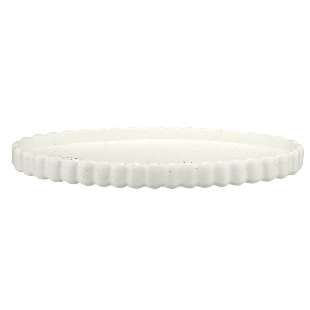 Porte-savon façon cannelé grès blanc 13x9,5xH2,5cm