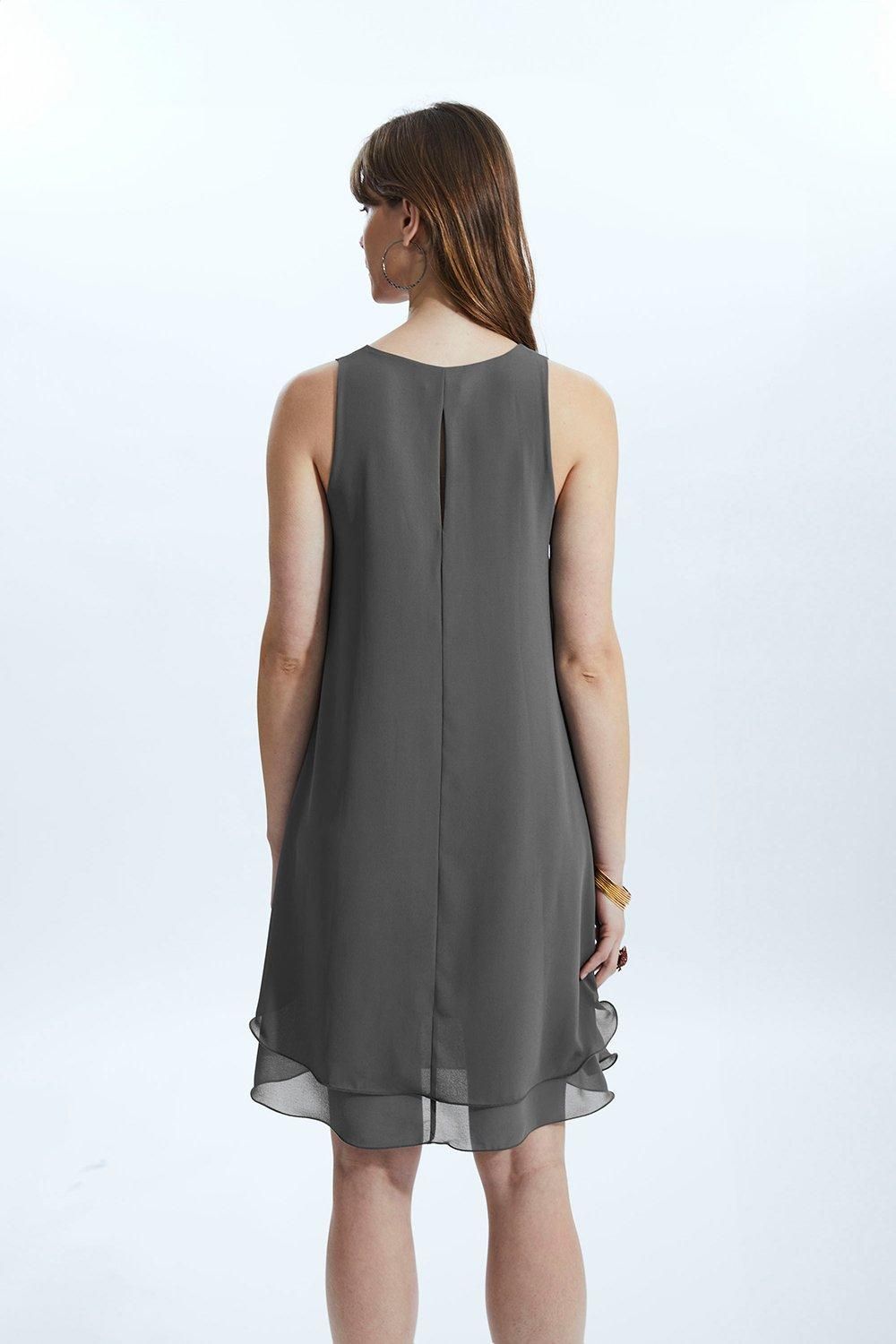 James Lakeland Sleeveless Wave Hem Dress Charcoal