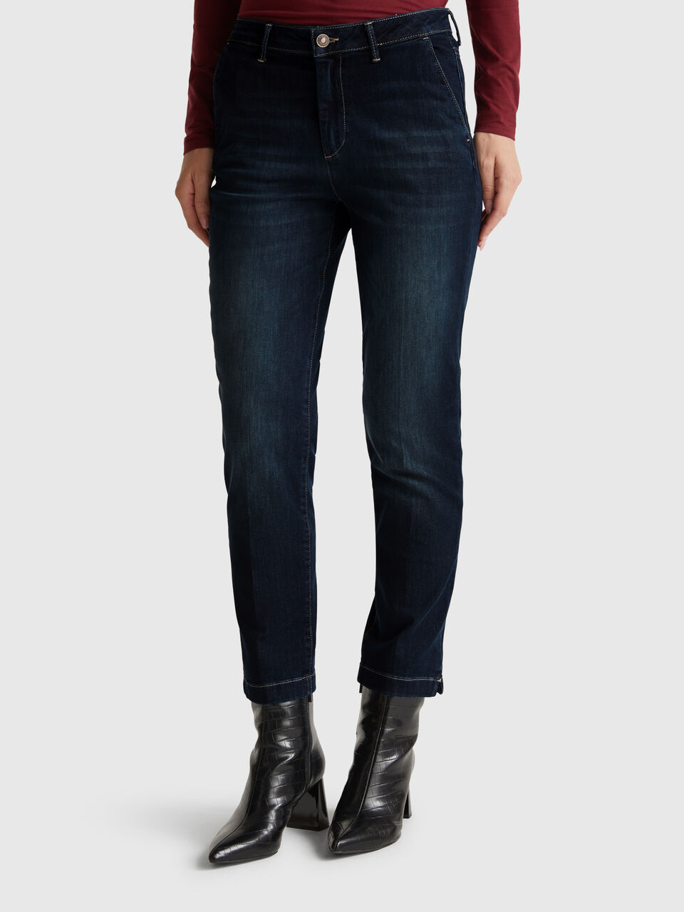 Slim fit denim chinos