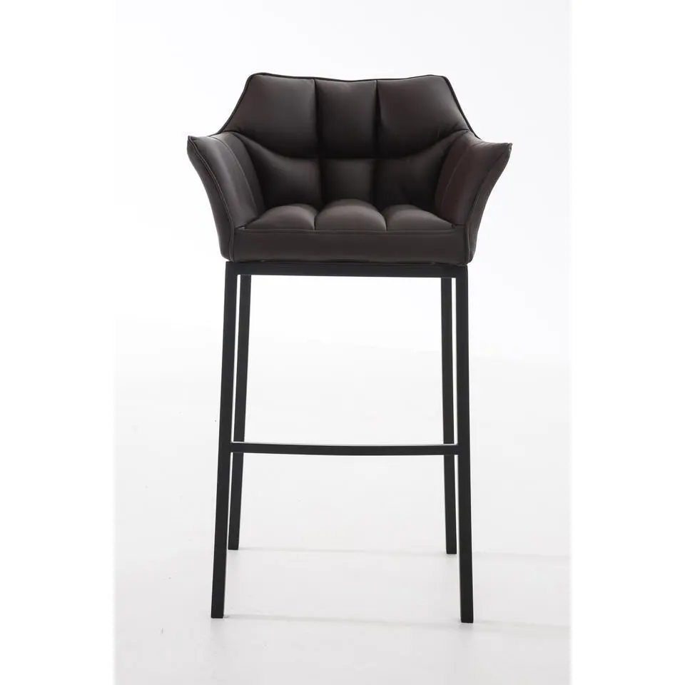 CLP Barkruk Damaso zwart Frame - Kunstleer - bruin