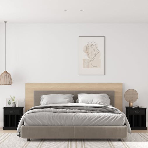 NNEVL Bedside Cabinets 2 pcs Black 43x36x50 cm