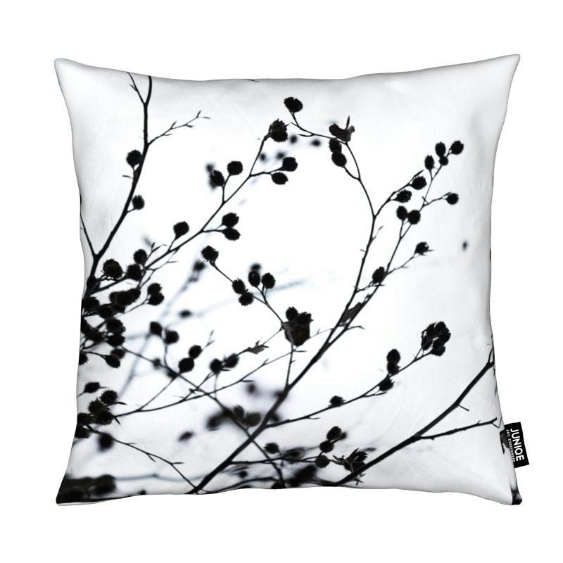 WINTER SILHOUETTES 1 - Coussin en microfibre en blanc & noir 50x50