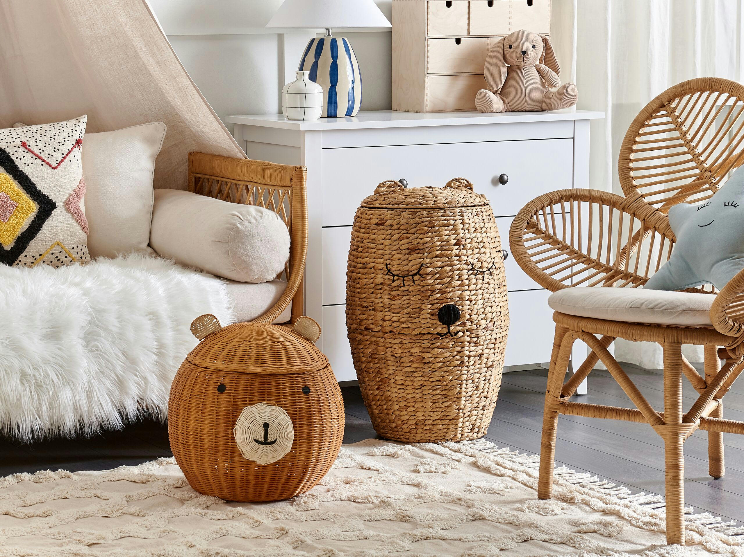 HIMBA - Panier ours en rotin naturel