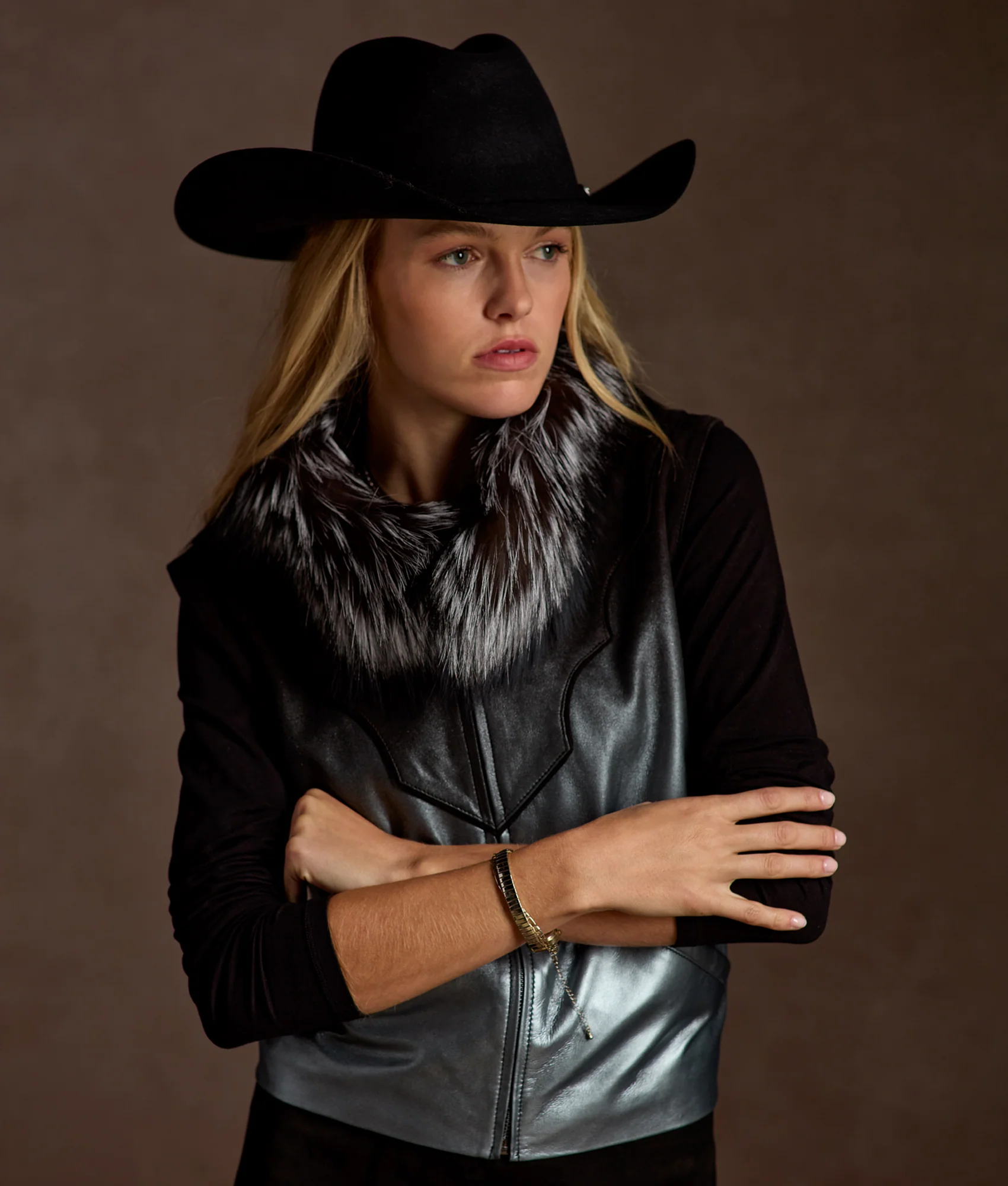 Duchess Of The Range Fur Vest - Metallic Gradient