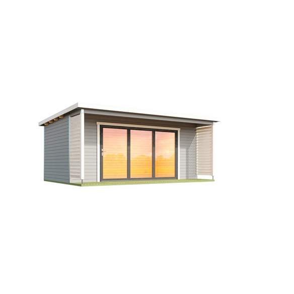 Blockbohlenhaus »Liverpool«, BxHxT: 580 x 239,4 x 430 cm (Außenmaß inkl. Dachüberstand), grau