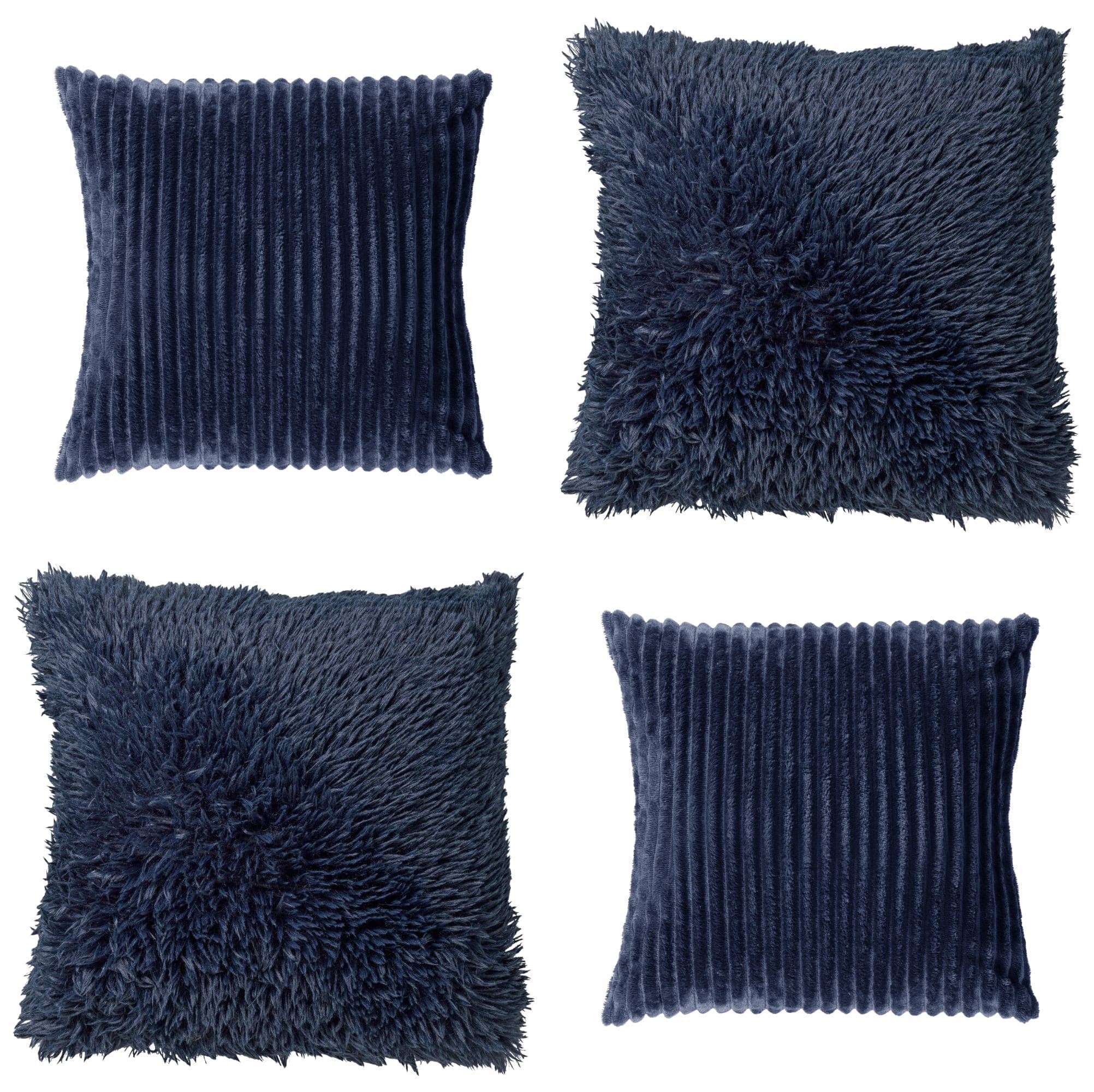 KUSSENSET - 4-delig - Cosy Layers - 60x60 cm, 45x45 cm - inclusief binnenkussens - blauw