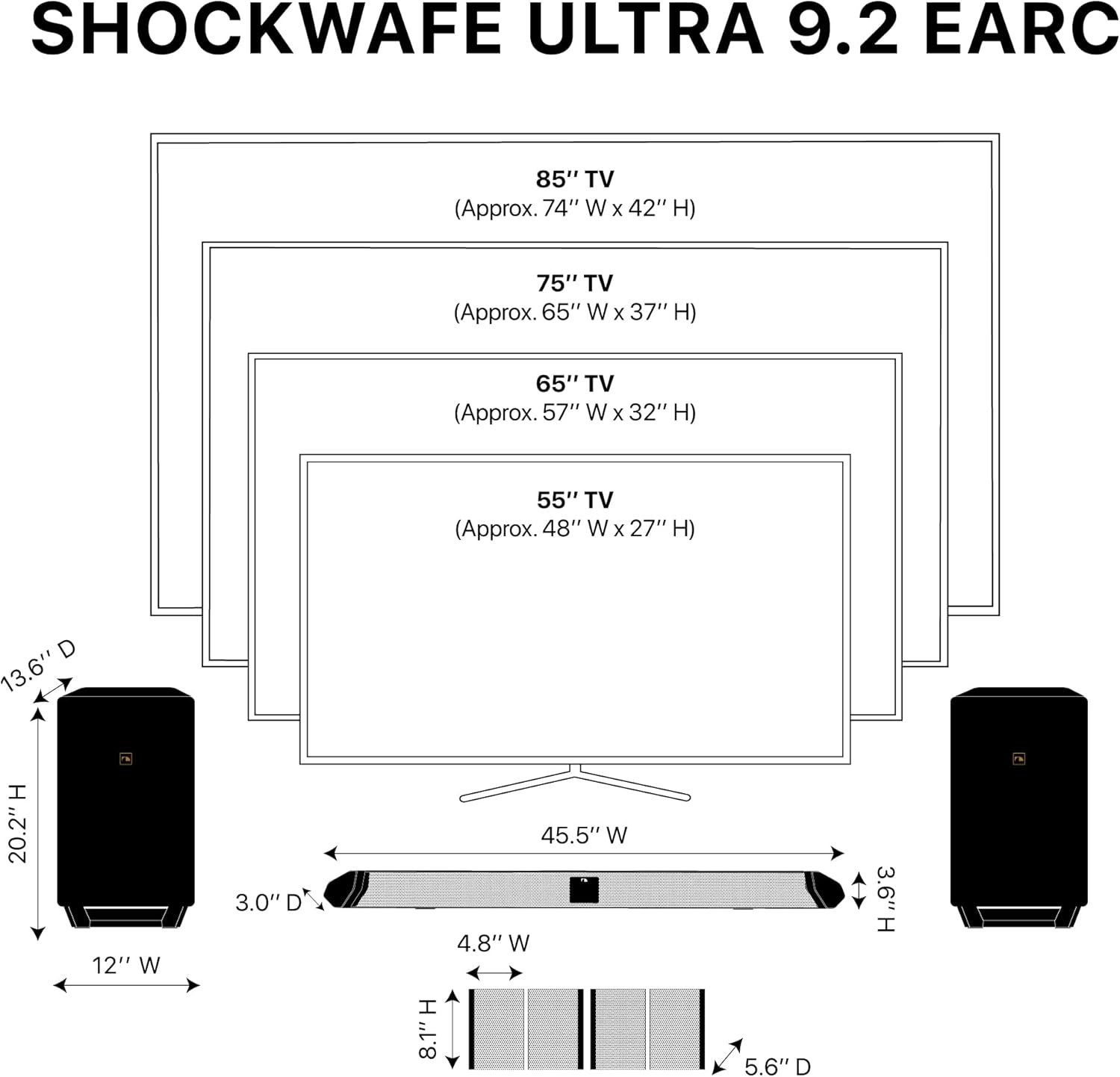 Nakamichi Shockwafe Ultra 9.2.4 Channel Soundbar System with Dolby Atmos/DTS:X, Dual 10 Subwoofers, 4 Rear Surround Speakers, 1300 Watts Max Output Power