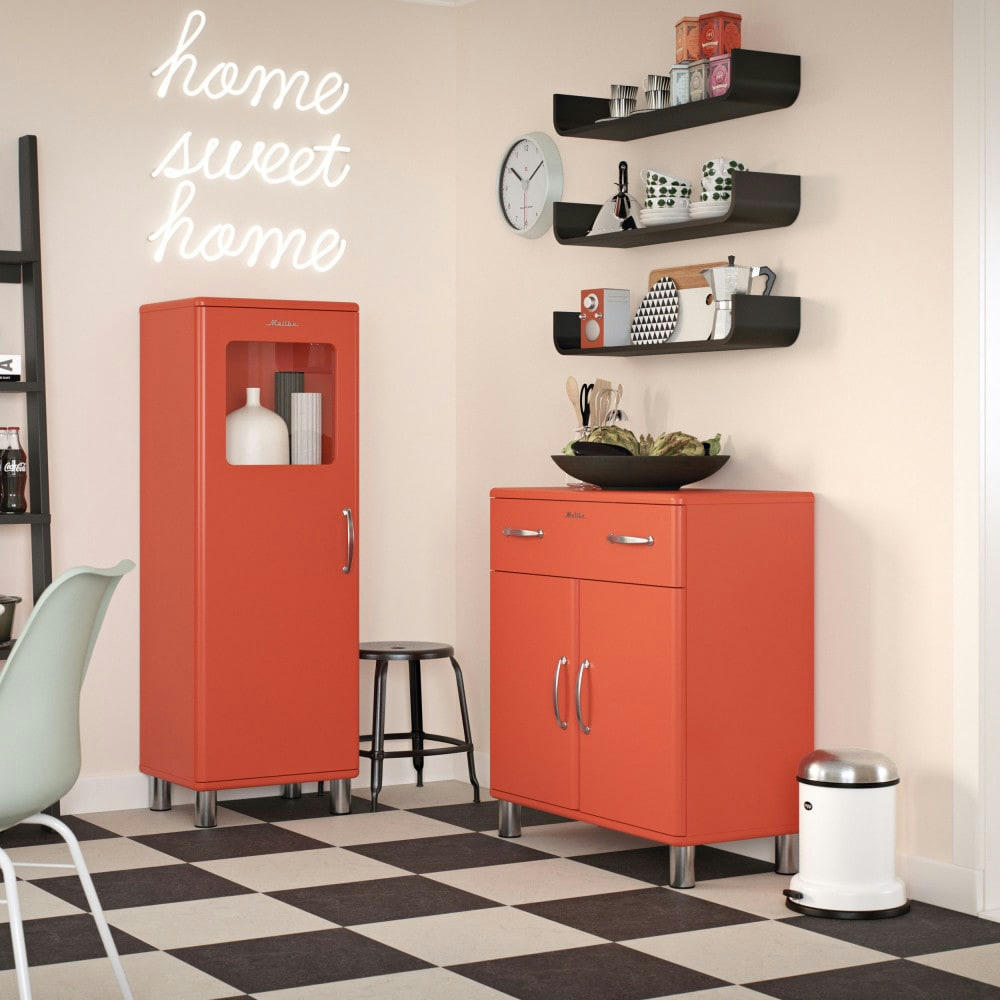 MALIBU - Colonne de rangement vintage H143cm rouge