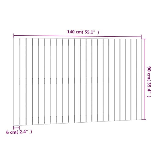 NNEVL Wall Headboard White 140x3x90 cm Solid Wood Pine