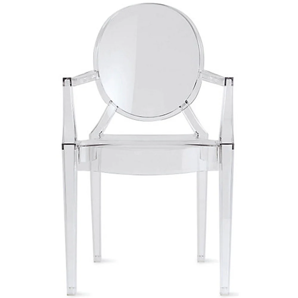 Stackable Acrylic Dining Chair, Oval Back Ghost Kitchen Patio Vanity Armchair for Indoor or Outdoor Use, Clear