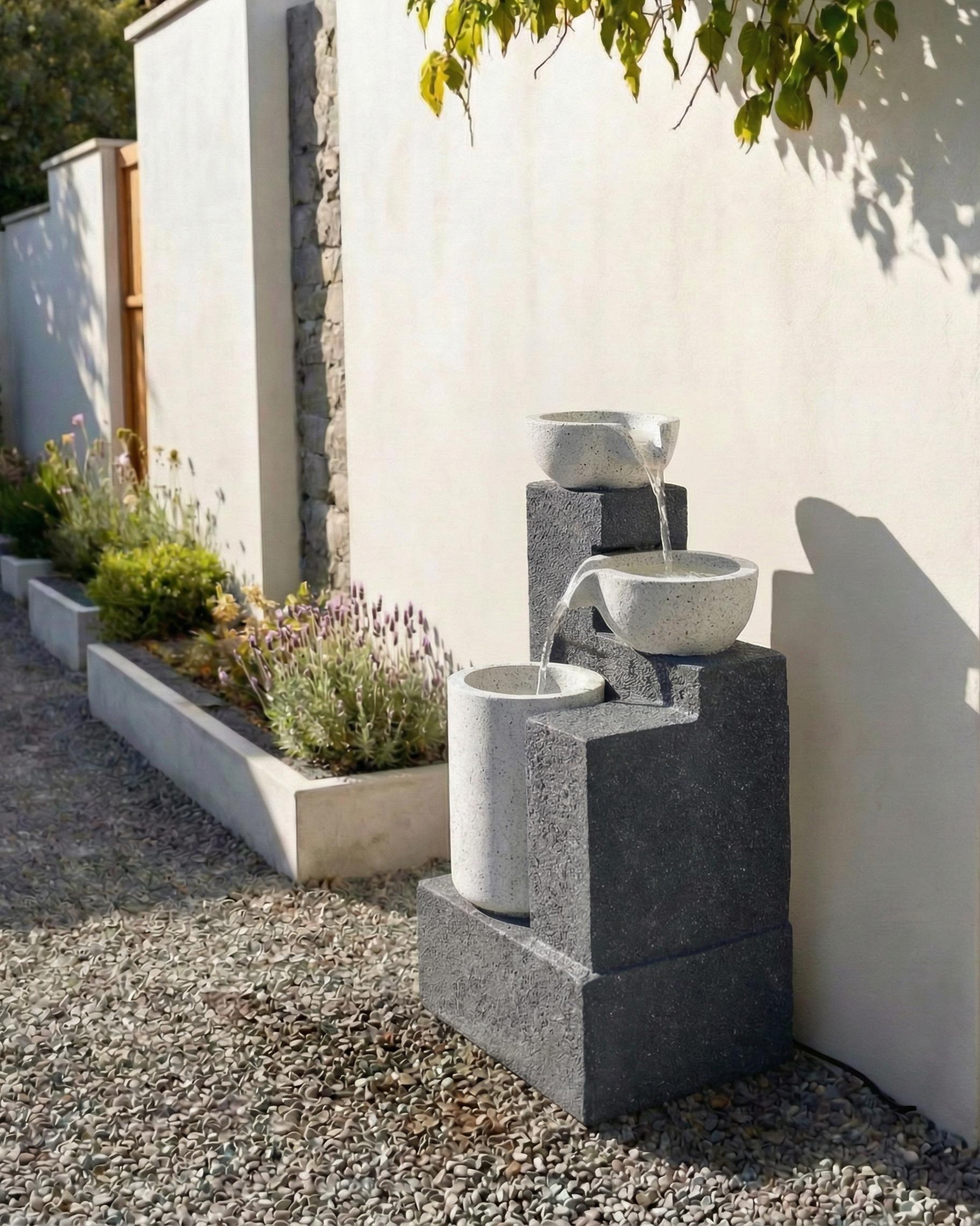 Garden Water Feature LED NAGAMI Grey