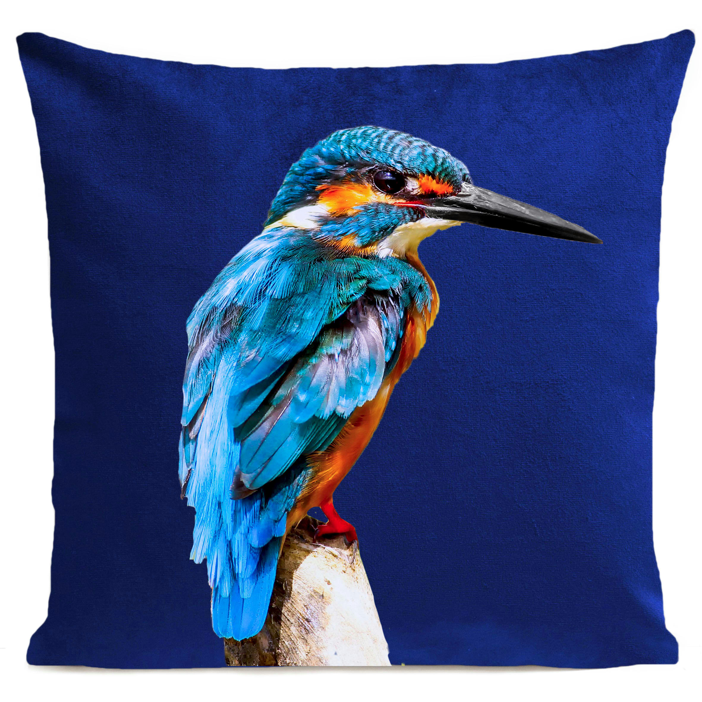 - Coussin oiseau bord de mer suédine bleu 40x40cm