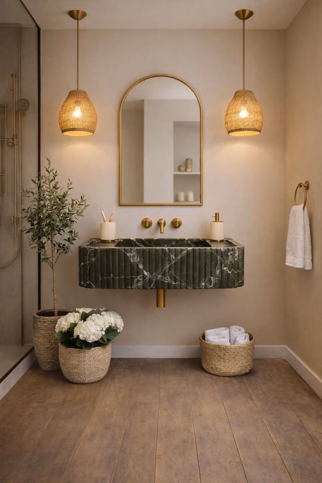 Green Levanto Marble Sink, Handmade Bathroom Basin, Luxury Natural Stone Vanity