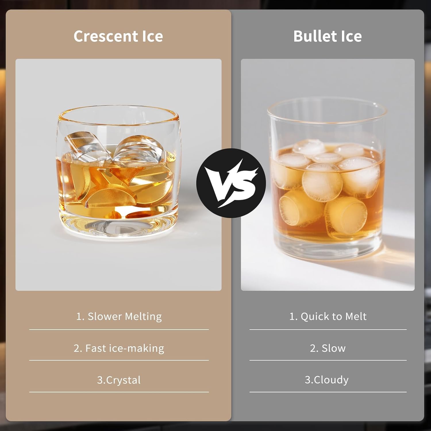Northair Crescent ice Cube Machine 35Lbs/24H, 16Pcs in 12Mins ，Timer Portable Ice Maker for Home/Office/bar/Party(1, Black, 2.2L)
