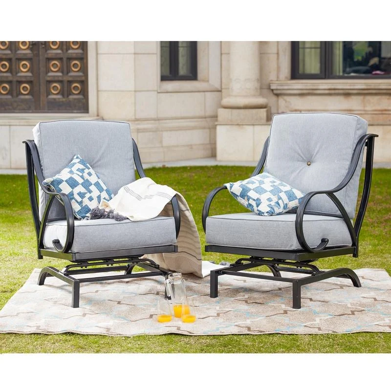 PATIO FESTIVAL 2-Piece Outdoor Rocking Motion Chair Set with Cushions