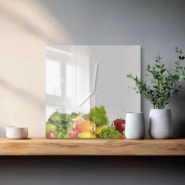 Zegar foto 30x30 Warzywa dekoracyjny na ścianę