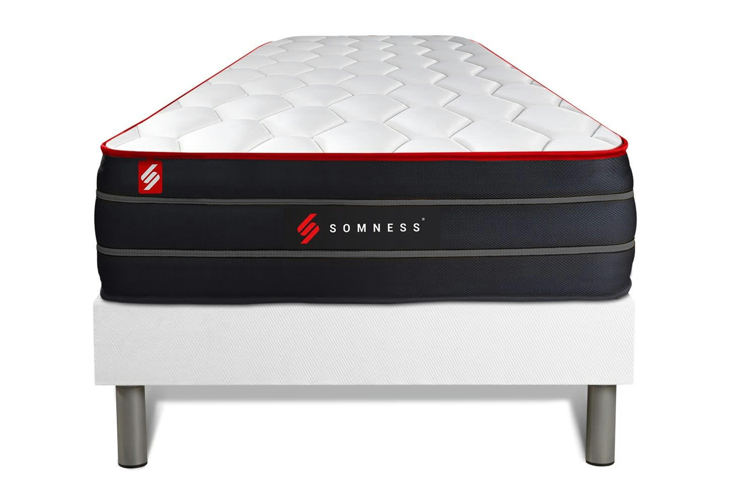BOOST - Ensemble 90x200 Ressorts et mémoire de forme sommier Blanc