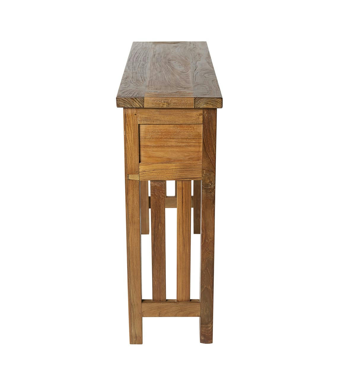 TALLA - Console sculptée en bois de teck marron L 100 cm