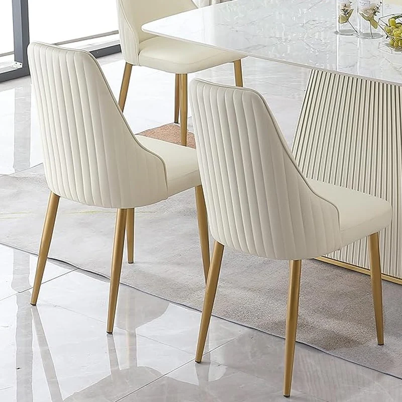 Modern Cream White Faux Leather Dining Chairs (set of 2) - N/A
