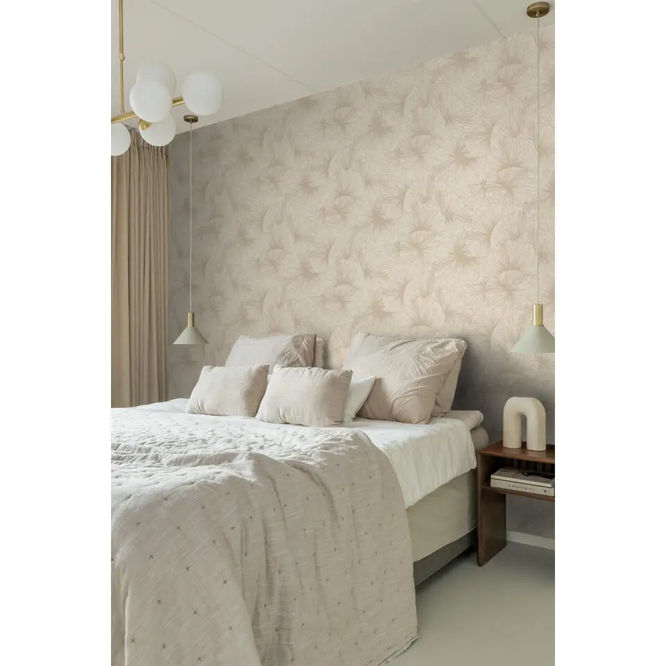 Origin Wallcoverings behang 3D-motief bladeren beige - 53 cm x 10.05 m