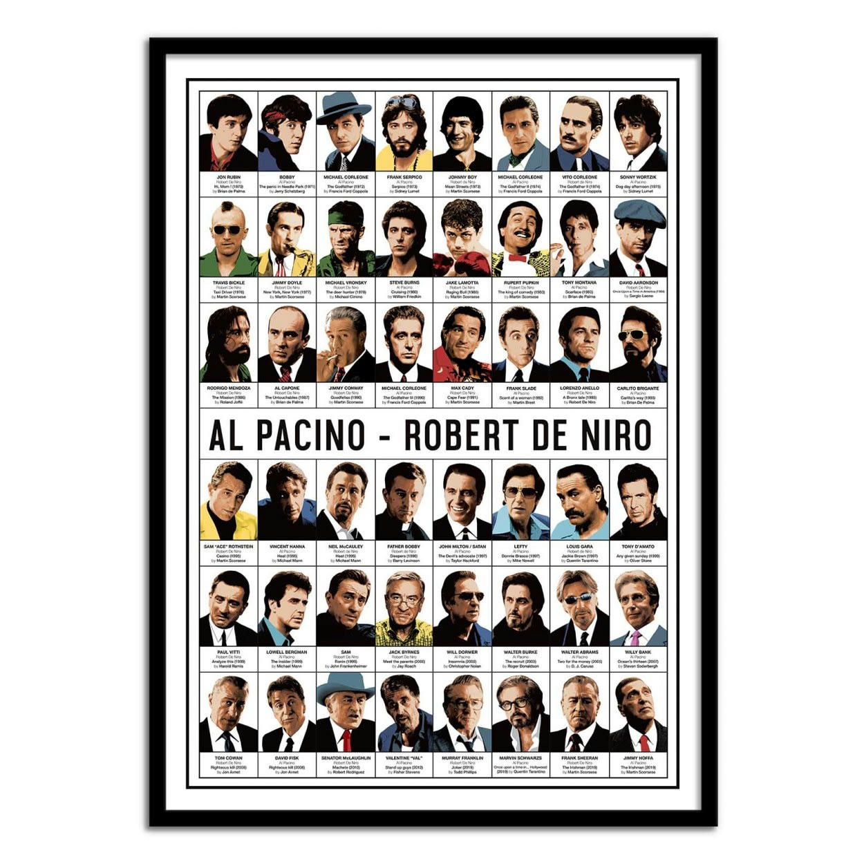 OLIVIER BOURDEREAU - AL PACINO AND ROBERT DE NIRO - Affiche d'art 30 x 40 cm