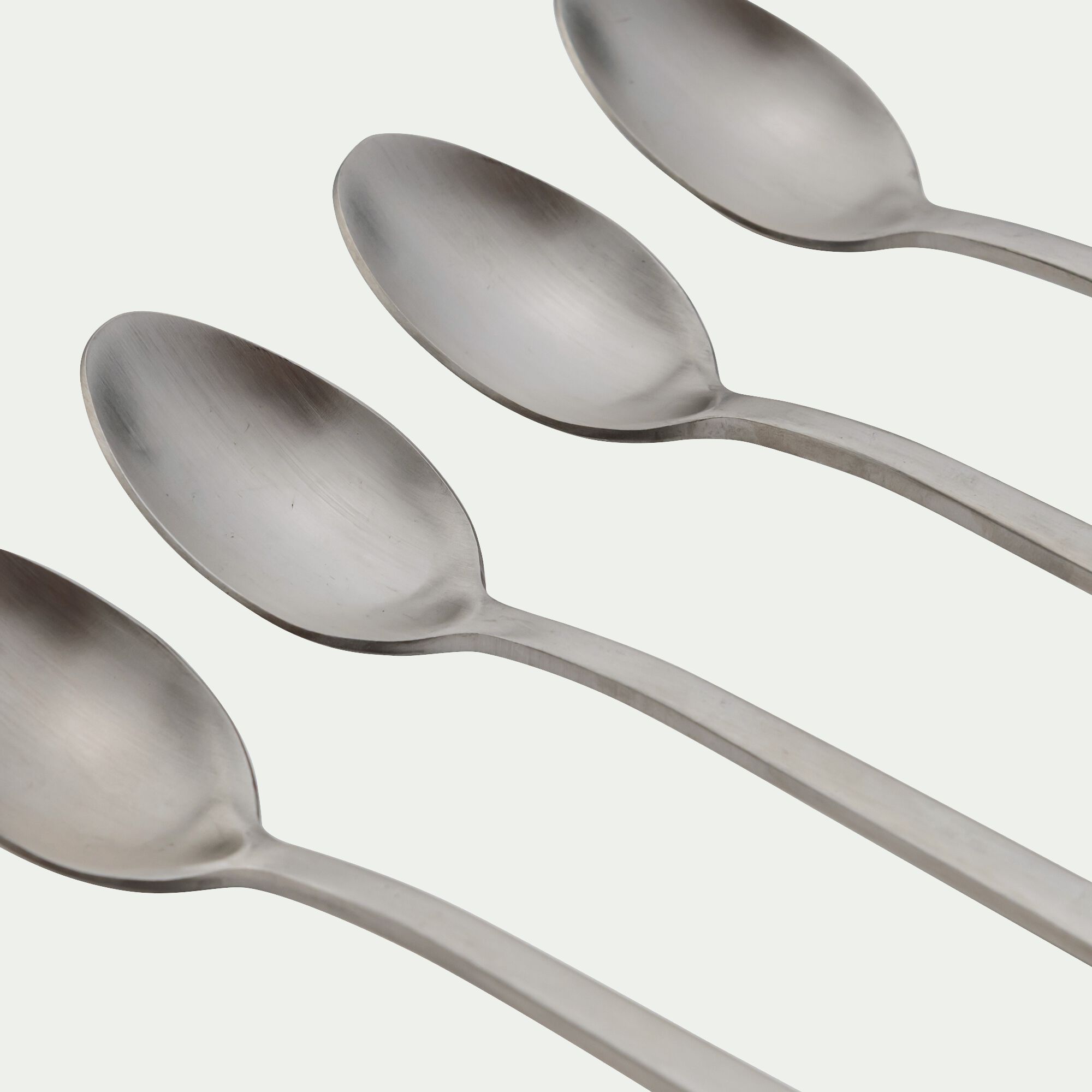 GRESSIN - Lot de 4 cuillères en inox finition satinée - gris argenté