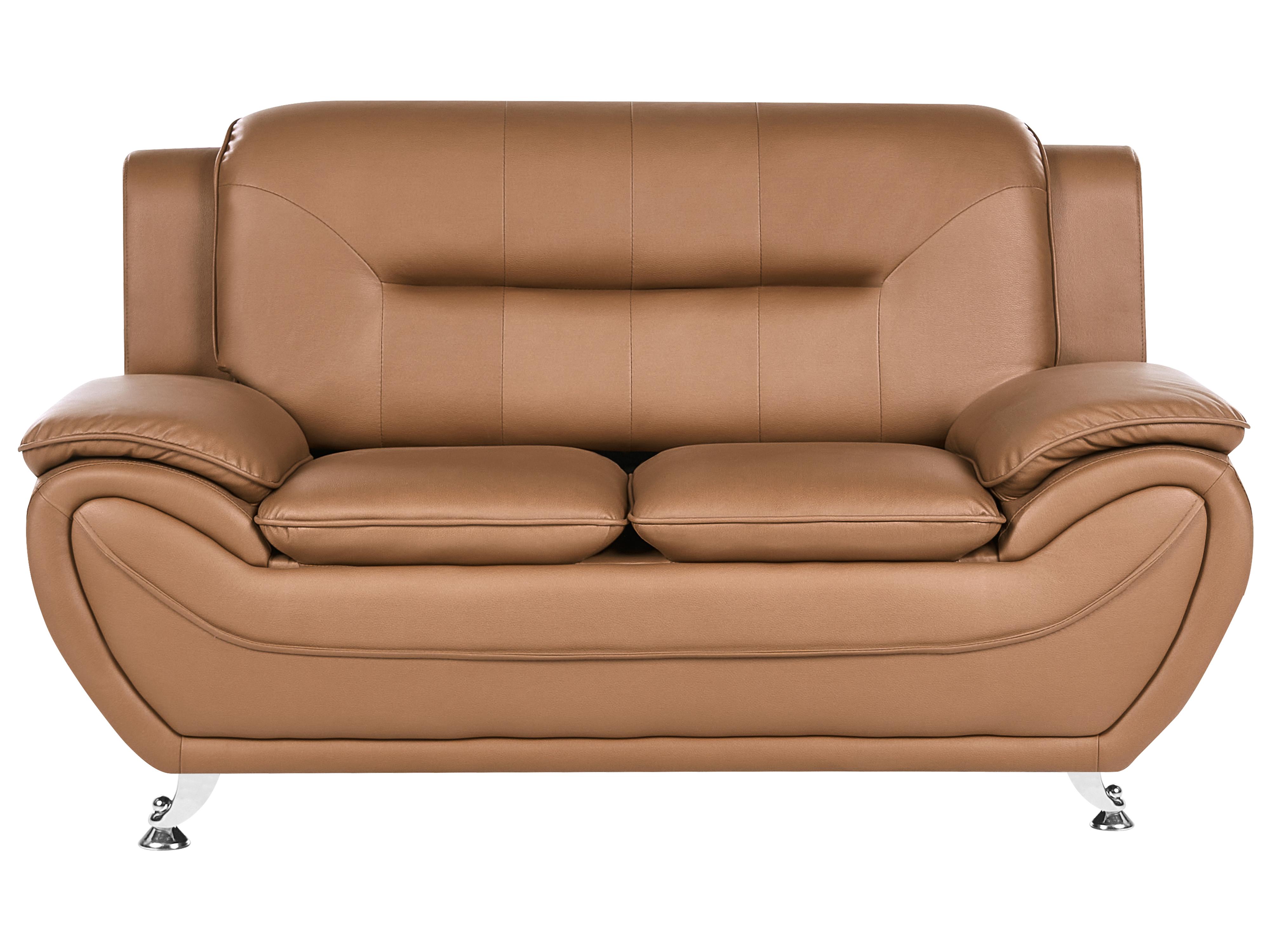 Sofa 2 Seater LEIRA Faux Leather Golden Brown