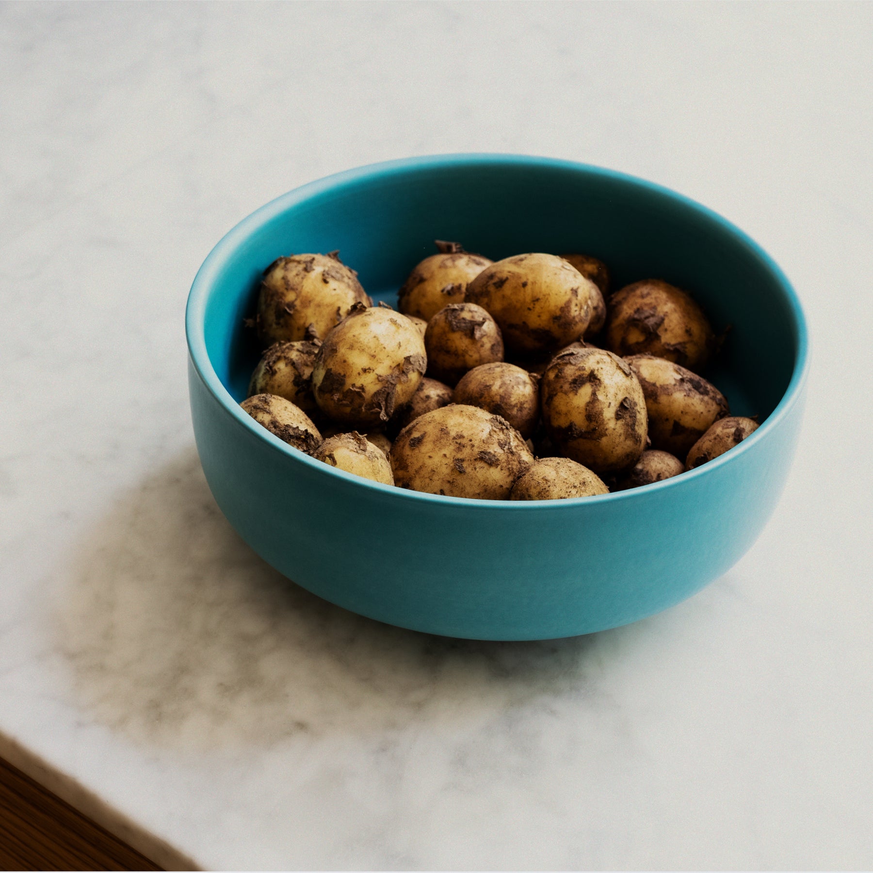 Small Azure Blue Minimalist Footed Bowl