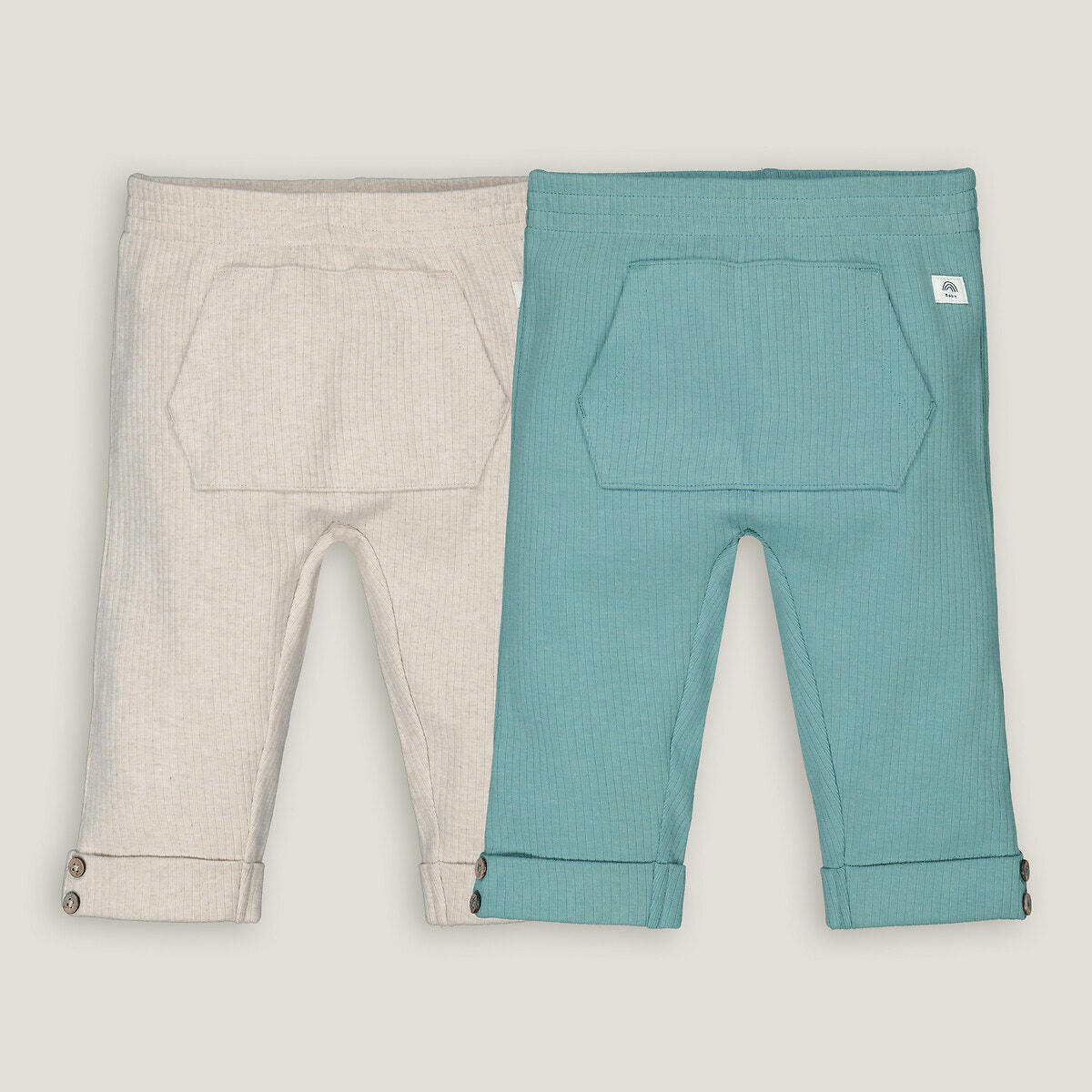 Lot de 2 leggings en côtes plates