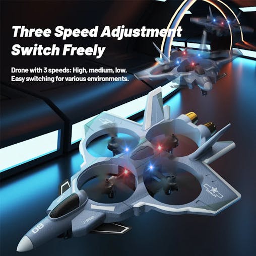 NNEOBA 2.4G RC Fighter Jet with Camera & Missile Launch (Grey)