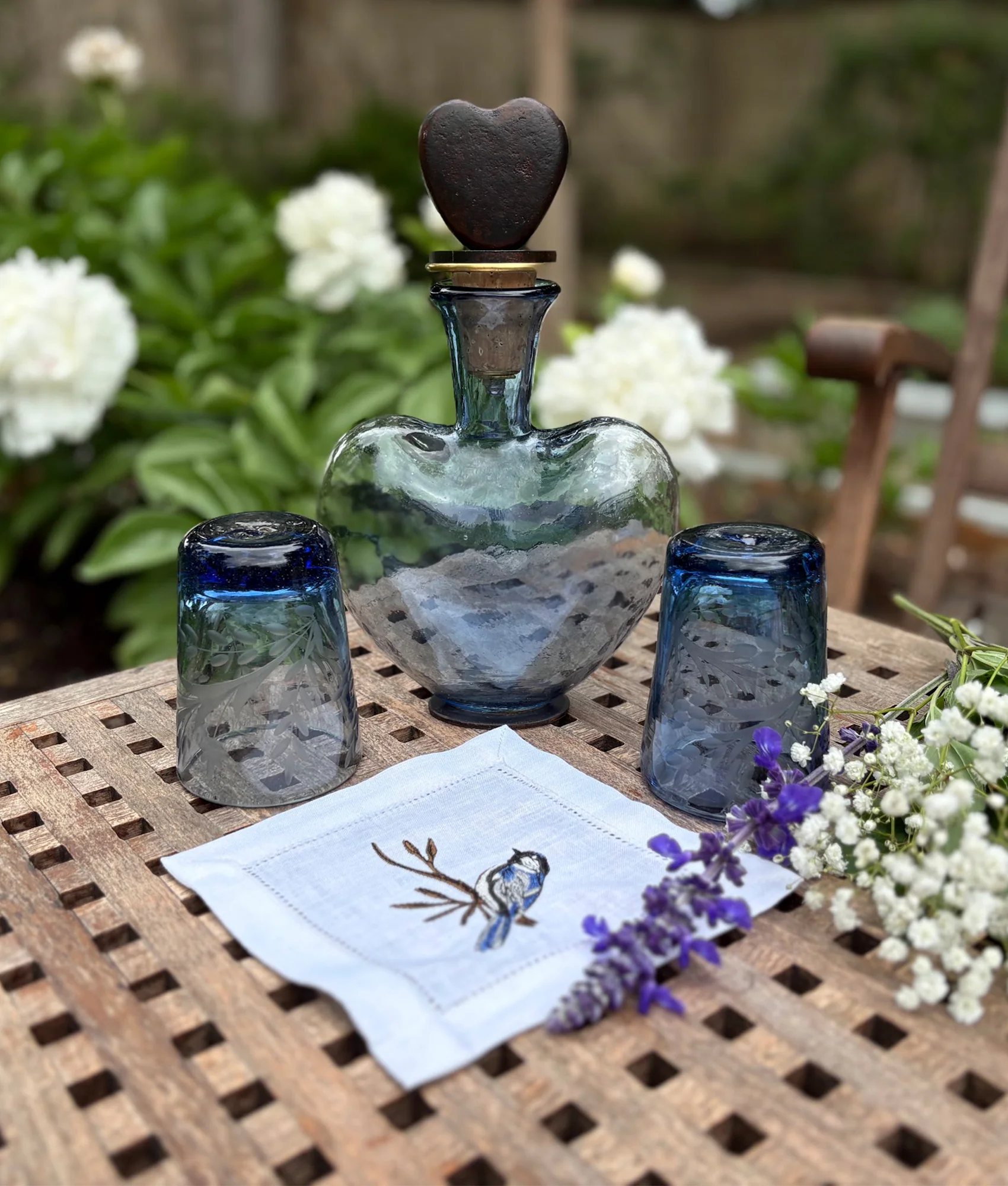 Azalea Heart Decanter - Blue