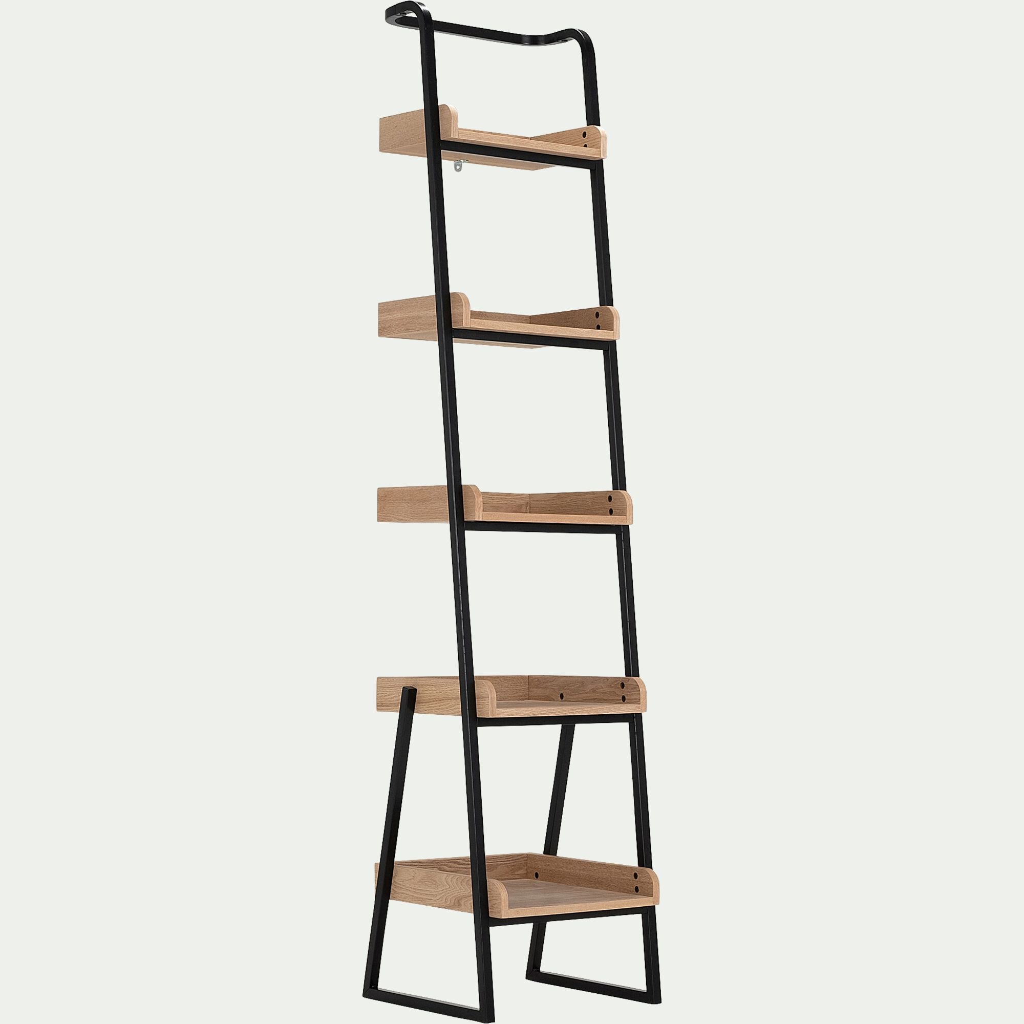 ESTANIER - Étagère 5 tablettes plaquée frêne et métal noir L40cm - bois clair