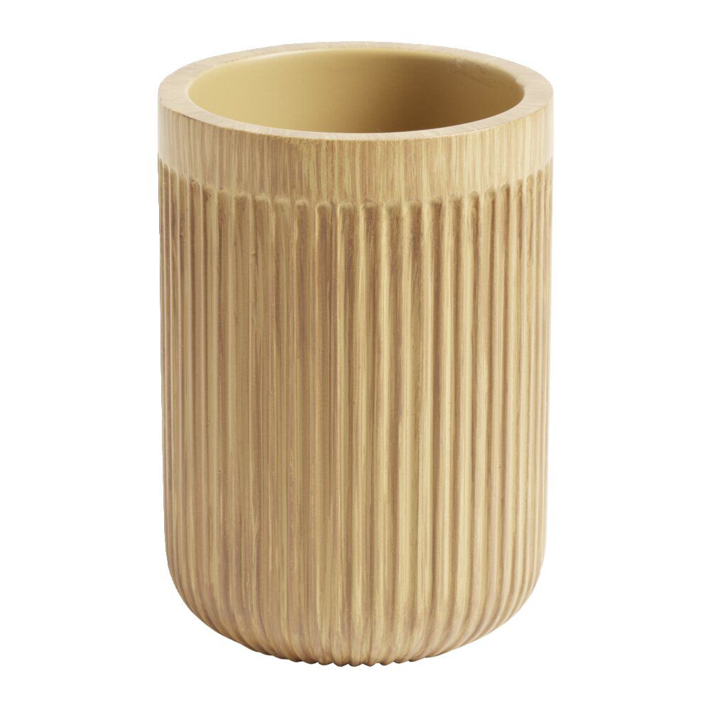 Gobelet salle de bain plastique imitation bois Ø7,6xH11cm